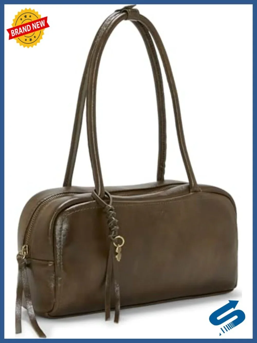 Faux Leather Satchel Handbag with Zipper Closure